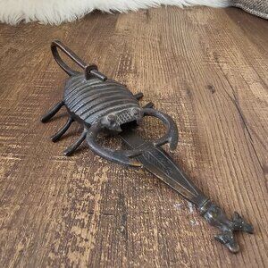 Vintage Fine Brass Scorpion Beetle Shape Push System Padlock Lock with Key